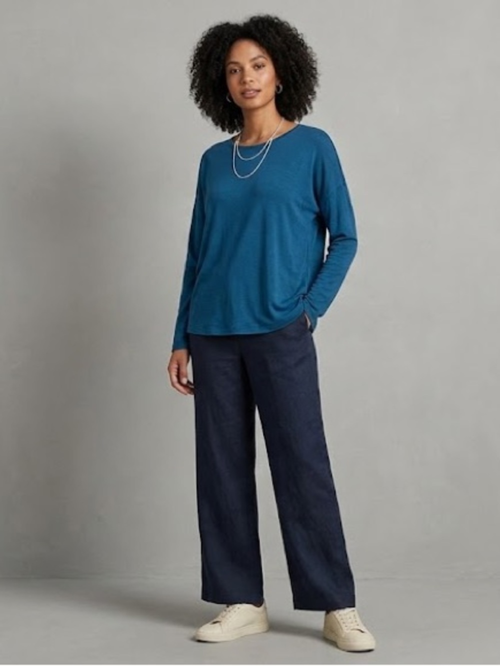 Eileen Fisher Viscose Spandex Long Sleeve Top | Size Medium